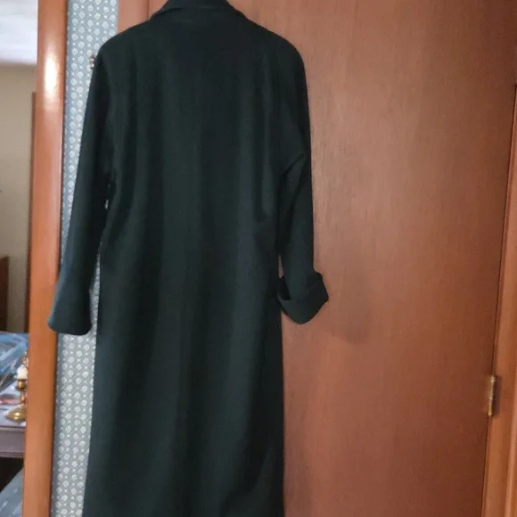 VTG Green Larry Levine Long Wool Coat Petite Size 4 Gorgeous - Picture 11 of 11